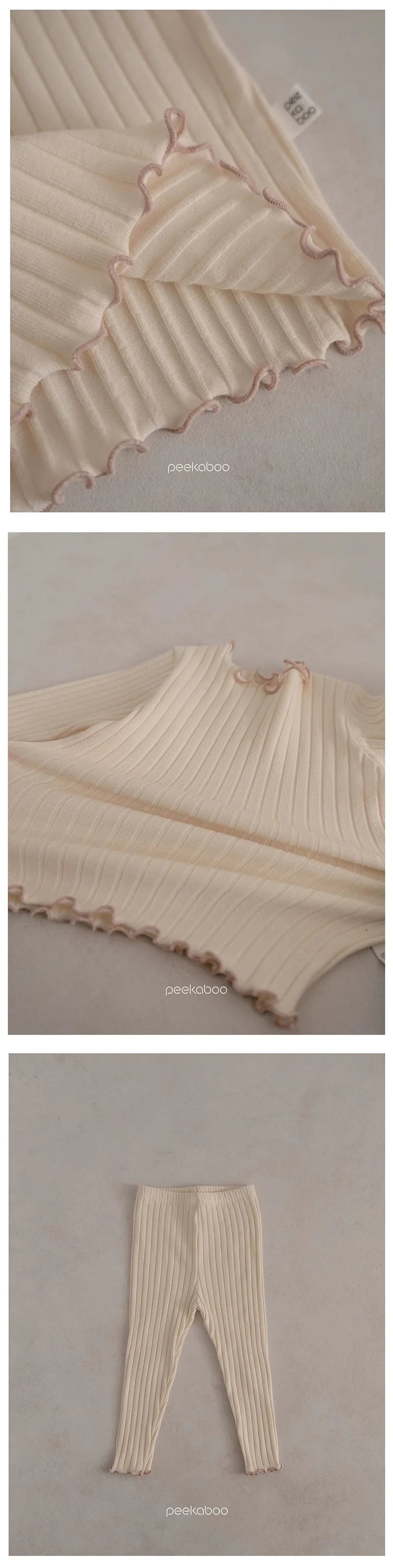 Solid Ribbed Long Sleeve Set