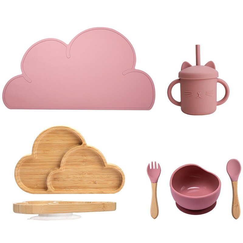 Wooden Clouds 6 Piece Feeding and Dining Set