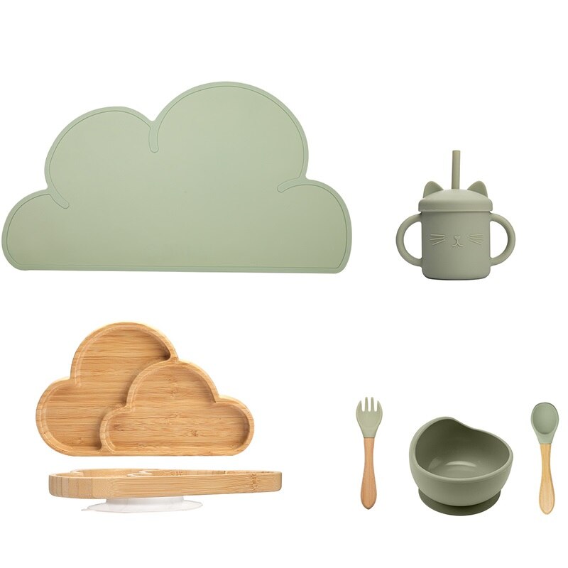 Wooden Clouds 6 Piece Feeding and Dining Set