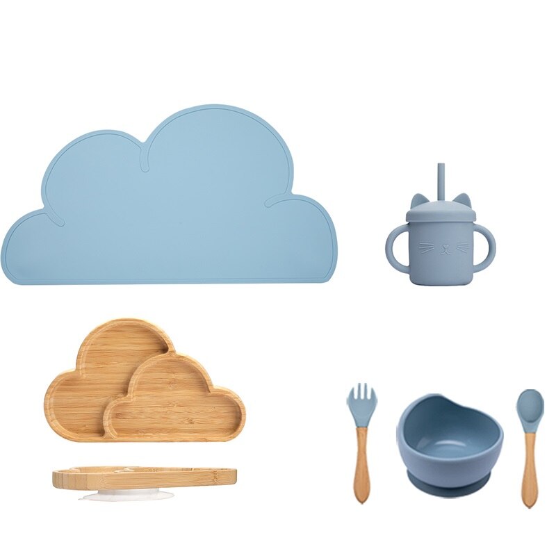 Wooden Clouds 6 Piece Feeding and Dining Set