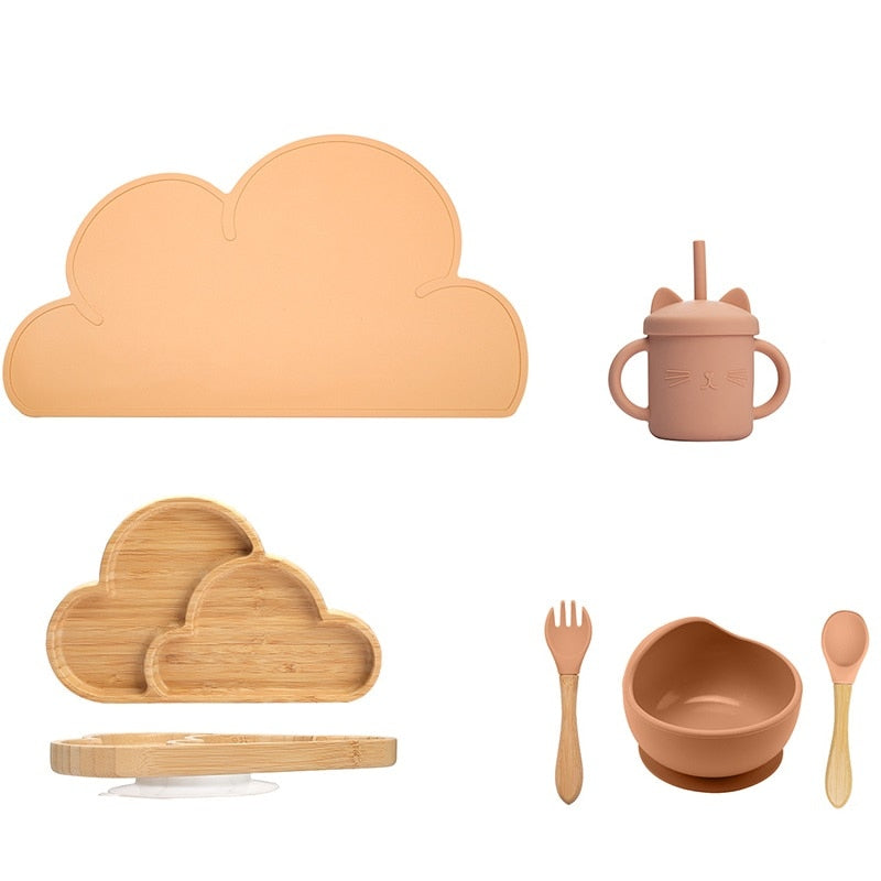 Wooden Clouds 6 Piece Feeding and Dining Set