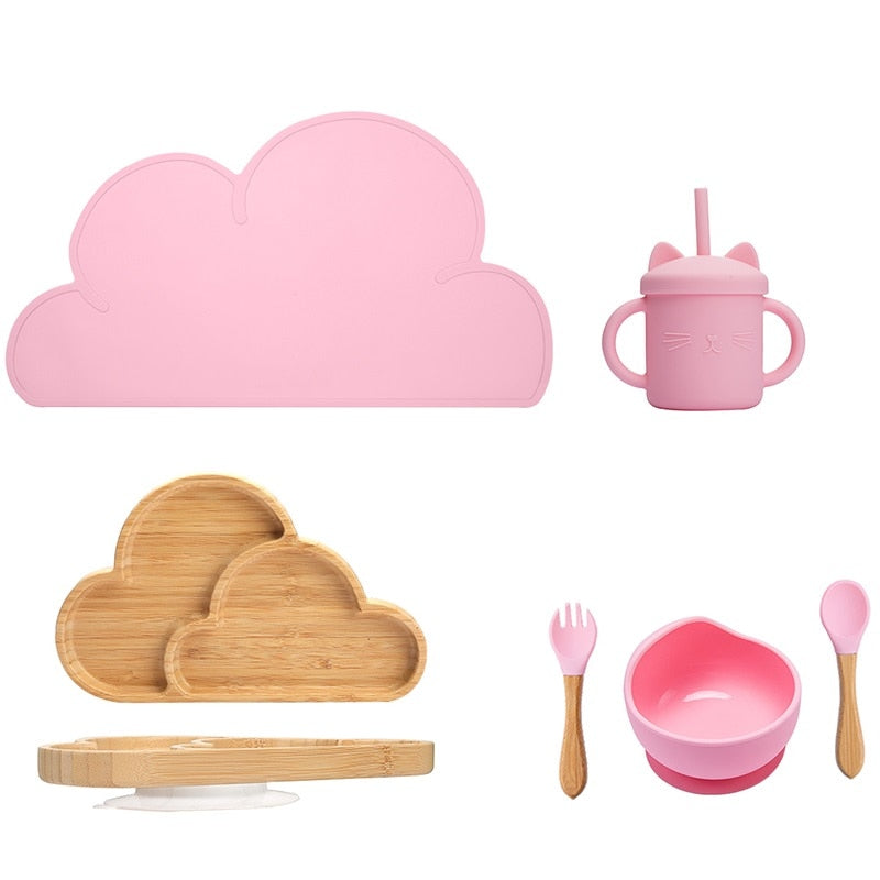 Wooden Clouds 6 Piece Feeding and Dining Set