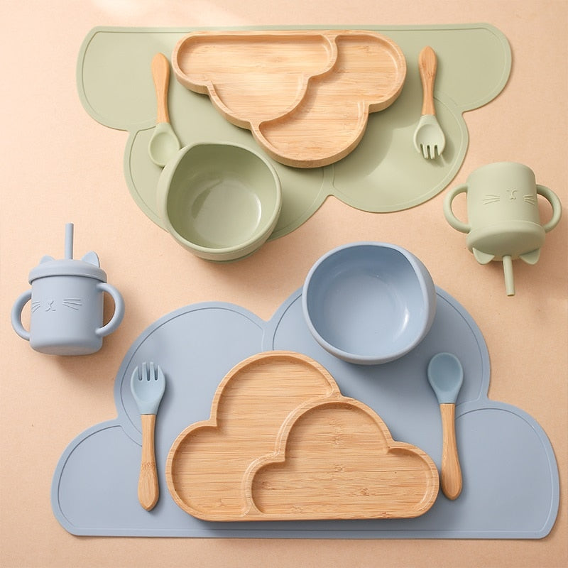 Wooden Clouds 6 Piece Feeding and Dining Set