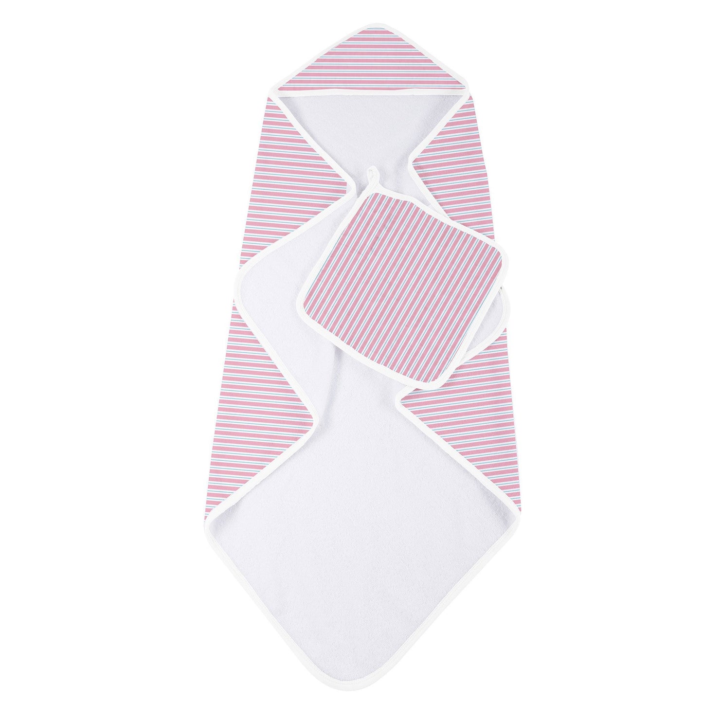 Newcastle Classics Candy Stripe Bamboo Hooded Towel and Washcloth Set