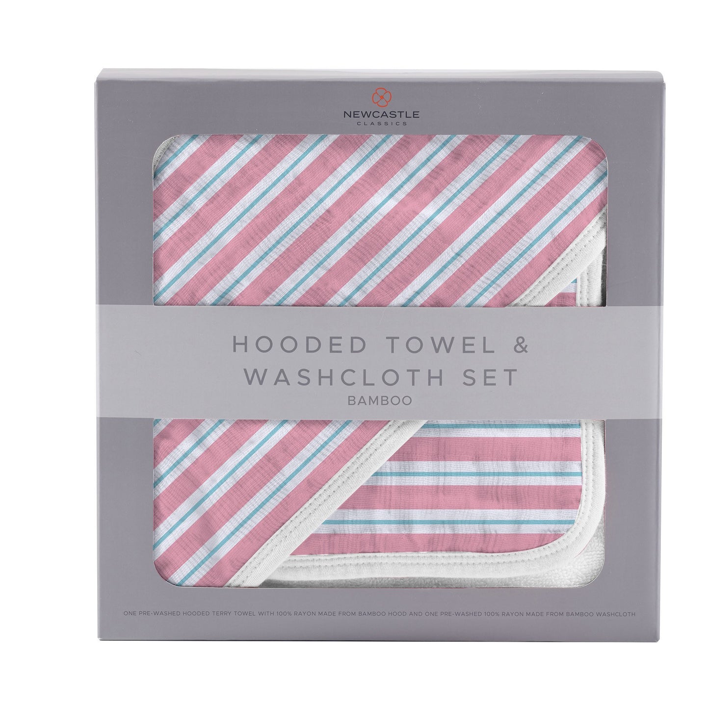 Newcastle Classics Candy Stripe Bamboo Hooded Towel and Washcloth Set