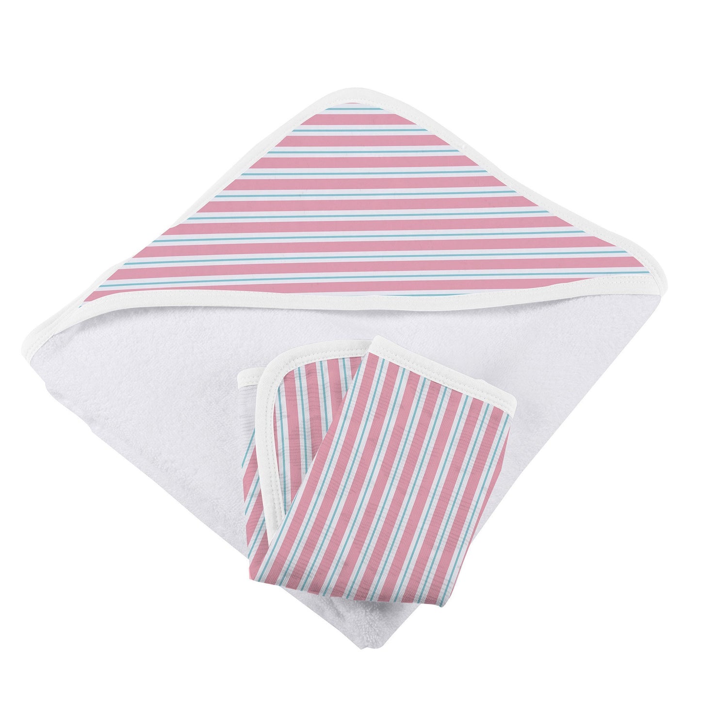 Newcastle Classics Candy Stripe Bamboo Hooded Towel and Washcloth Set