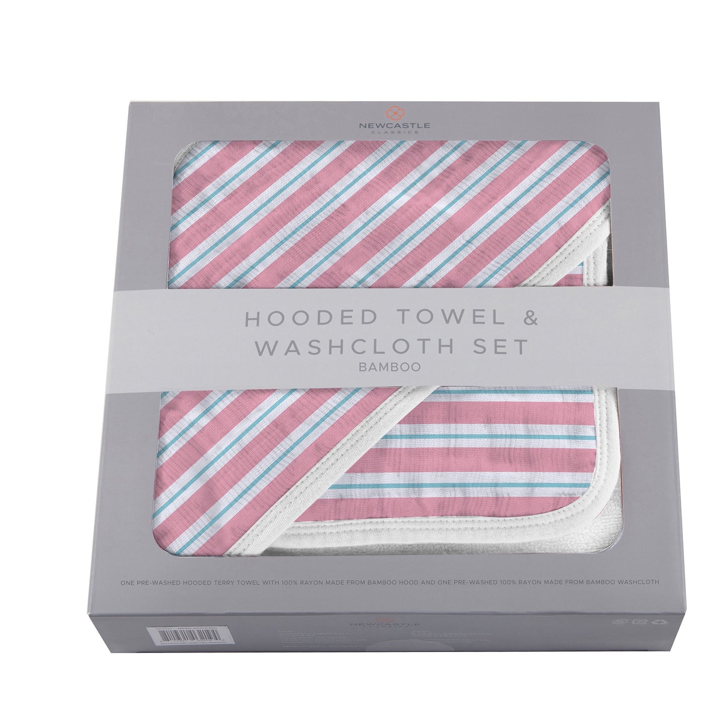 Newcastle Classics Candy Stripe Bamboo Hooded Towel and Washcloth Set